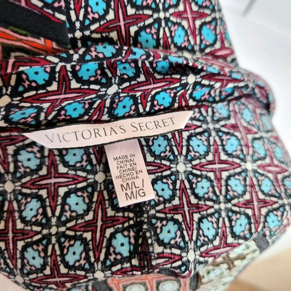 Victoria's Secret Open Front Kimono Cover Up Block Print Women's M/L - Picture 9 of 12